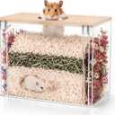 Fully Detachable Hamster Digging Box, Removable Acrylic Panels & Wooden Lid, Extra Deep Clear Panoramic Burrow, Dual-Side DIY Habitat, M Size for Syrian Hamsters, Gerbils, Degus