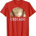 Chicago Skyline City Vintage Baseball Lover T-shirt, Medium 
