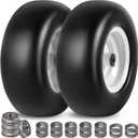 13x5.00-6 Flat Free Tire and Wheel with 3/4" & 5/8" Bearing, 13x5.00-6 Lawn Mower Tires for Zero Turn Mower, Riding Lawn Mower for Commercial Grade Lawn, Garden, 3"-5.65" Centered Hub (2 Pack)