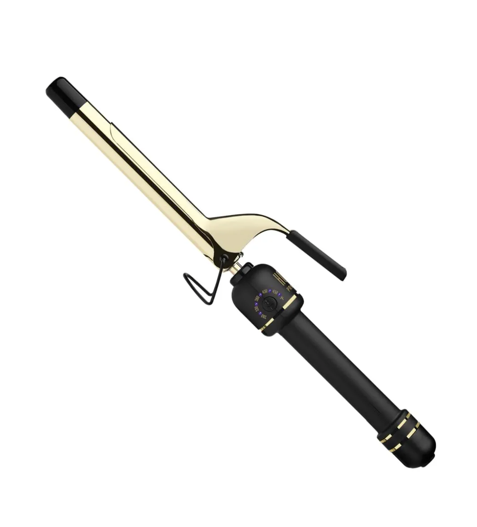 HOT TOOLS 24K Gold Professional 1" Extended Barrel Curling Iron with Clamp for Bouncy Curls - 24K Gold Technology for Long-Lasting Results & Longer Barrel for Easy Styling