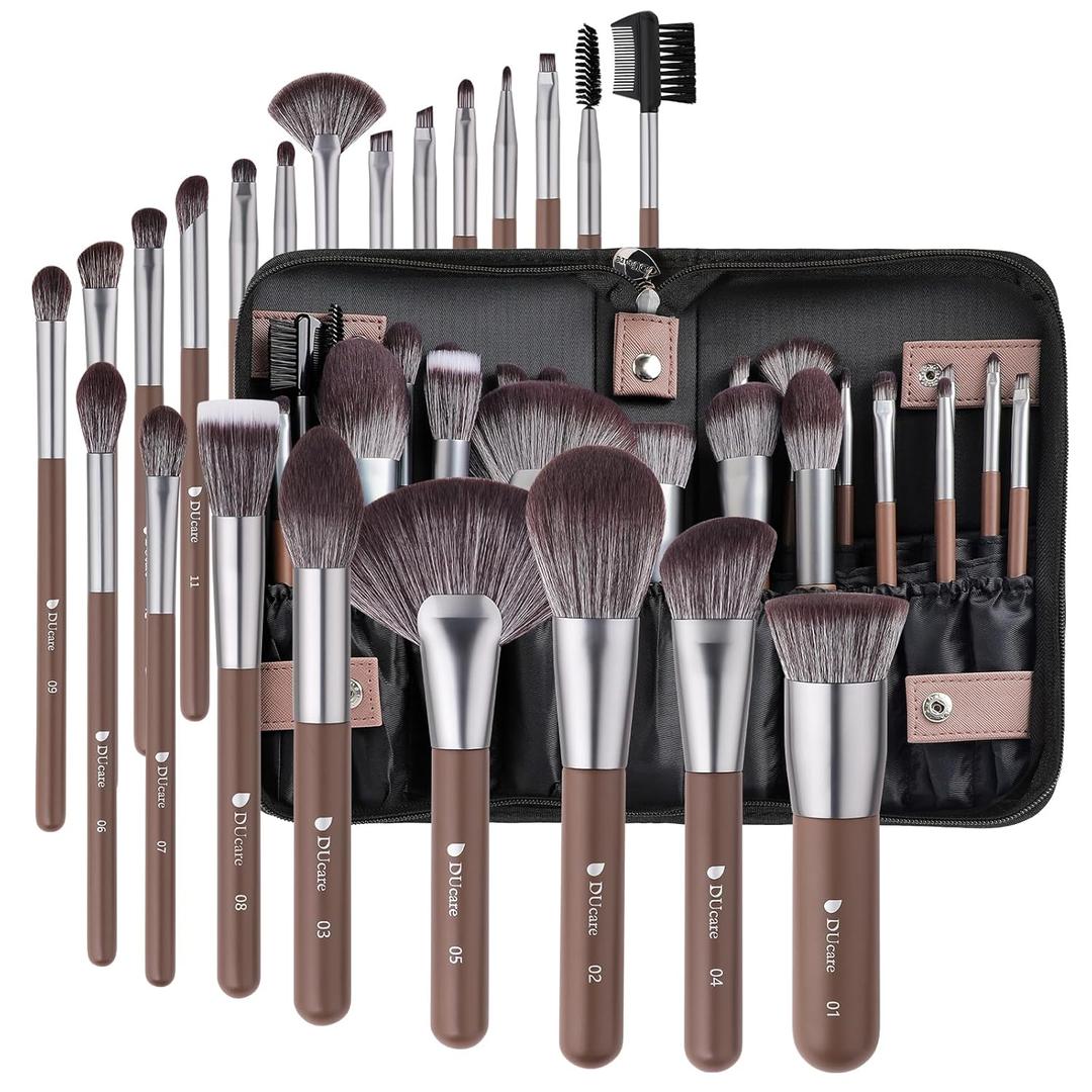 DUcare Makeup Brushes Professional with Bag 22Pcs Makeup Brush Set Premium Synthetic Kabuki Foundation Blending Brush Face Powder Blush Concealers Eye Shadows with Case