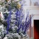 Suncalla 24 Pcs 16.5 Inch Christmas Tree Picks Glitter Artificial Curly Sprays Christmas Floral Stems Branches for Xmas Tree Sticks Garland Ornaments Vase Filler Decorations (Royal Blue)