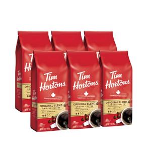 Tim Hortons Original Blend, Medium Roast Ground Coffee, Perfectly Balanced, Always Smooth, Made with 100% Arabica Beans, 12 Ounce (Pack of 6) (EXP 12/26/25)