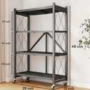 Kitchen Garage Metal Shelves, Storage Shelves Organizer, Foldable Metal Shelving, Closet Shelving Unit, 28" W x 14" D x 50" H Bakers Rack Microwave Stand, Plant Stand with Wheels (4-Tier Shelf), 71*37*127cm