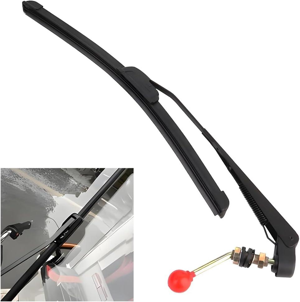 UTV Windshield Wiper Kit, 15.7" Hand Operated Manual Rubber Vehicle Windscreen Wiper Blade with Arm, ATV Replacement Accessories, Compatible with UTV ATV Golf Cart