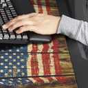 Mouse Pad 31.5 X 15.7 in, Extended Large Mat with Stitched Edges, Non-Slip Rubber Base, Home Office Desk Decor Accessories for Computer Laptop Work Gaming (Retro Wood Old USA Flag)