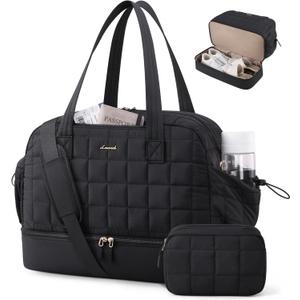 LOVEVOOK Large Travel Duffle Bag,Weekender Bags For Women with Shoe Compartment,Puffer Carry On Bags For Airplanes,Hospital Bag for Labor and Delivery,Overnight Bag With Toiletry Bag,Gym Tote Bag
