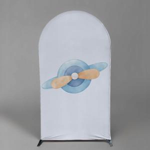 AOSTO Baby Shower Birthday Party Arch Backdrop Cover,3x6ft Double Sided Airplane Pattern Elastic Fabric Cover GX-2305