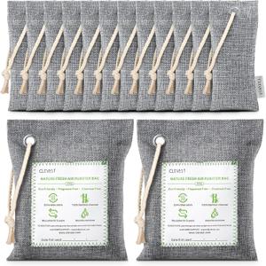 CLEVAST 14 Pack Activated Bamboo Charcoal Air Purifying Bags(2x200g, 12x50g), Natural Fresh Odor Absorber, Deodorizer and Moisture Eliminator, Air Purifier Bags for Home