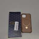 Compatible with iPhone 13 Case & iPhone 14 Case with Invisible Magnetic Ring Stand [Compatible with Magnetic] [Military Drop Protection] Shockproof Slim Hard Back Soft Edge 6.1 Inch, Khaki