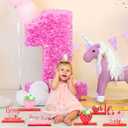 Haooryx Strawberry Birthday Sign Wooden Centerpieces - 6Pcs Sweet Berry ONE Letter Sign 1st First Birthday Party Decoration Table Topper for Girl Birthday Baby Shower Party Table Photo Prop Decoration