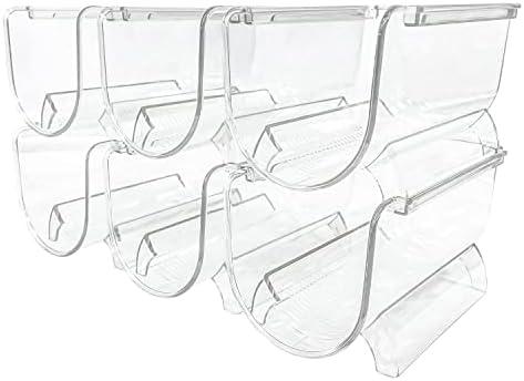 Sutekus 6 Pack Stackable Wine Rack Wine Holder Water Bottle Holder Plastic Counter Top Storage Organizer for Fridge, Cabinet, Pantry, Kitchen