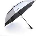 LIDOMPO 68 Inches Uv Protection Golf Umbrella For Sun Protection With Large Windproof Vented Double Canopy, Push-Button Auto Open Black/Silver