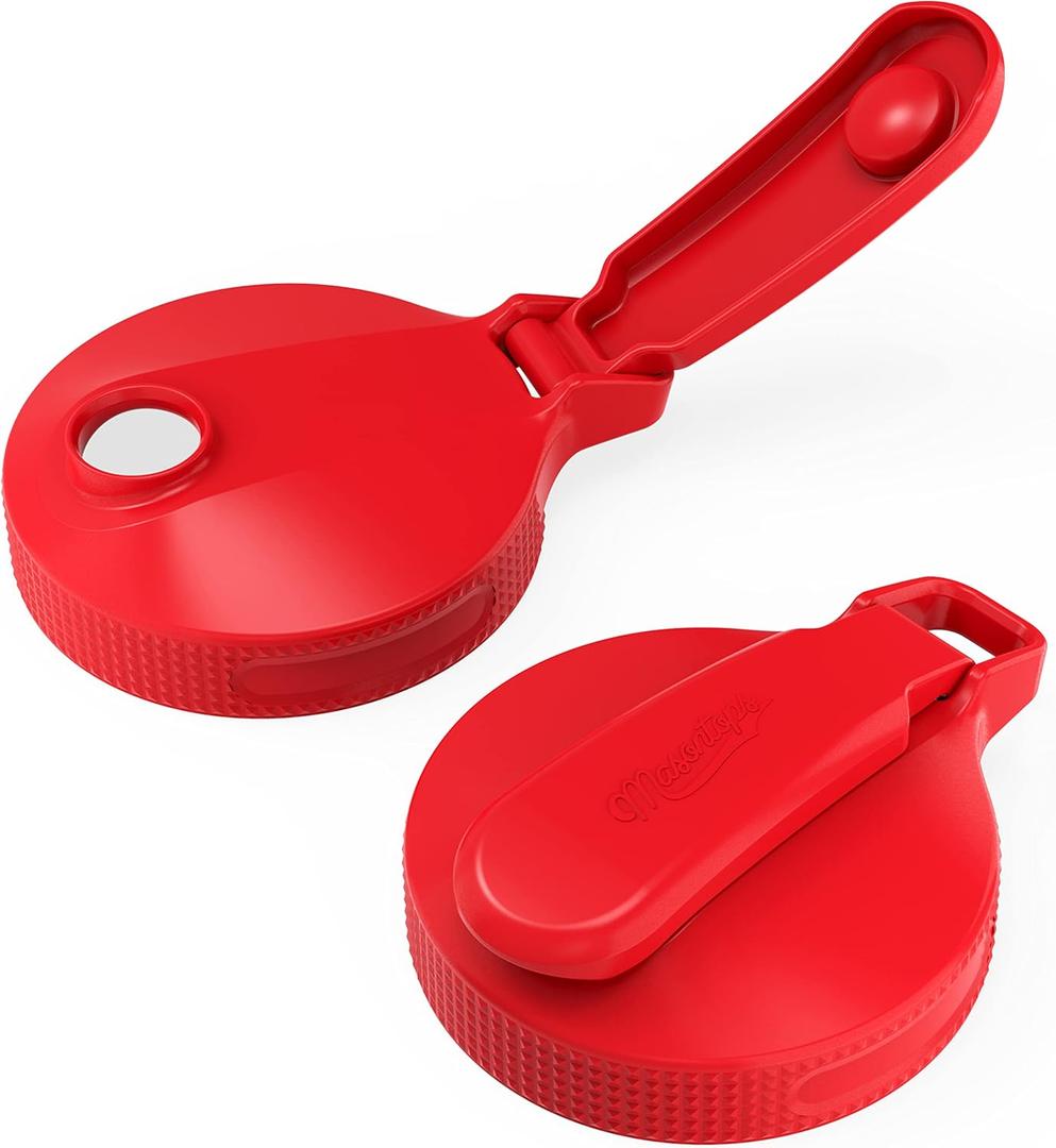 Masontops Multi Top - 2PK - Wide Mouth Mason Jar Lids with Pour Spout and Flip Cap  Sip, Pour, Store & More - Pour Spout Lid - Jar Not Included (Red)