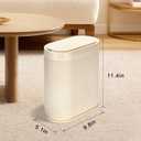 ELPHECO Bathroom Trash Can 2 Gallon Plastic Smart Garbage Can Waterproof Wastebasket Bathroom Decor Narrow Garbage Bin with Automatic lid for Bedroom, Kitchen (Beige)