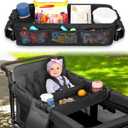 AROUY Stroller Snack Tray Attachment - Easy to Clean Universal Stroller Snack Tray for Wonderfold Wagon W4 Accessories with Cup Holder (L (W4 Model))