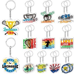 Sureio 24 Pcs Lacrosse Keychains Gifts Lacrosse Party Favors for Senior Night Lover Players Teams Coaches Gifts