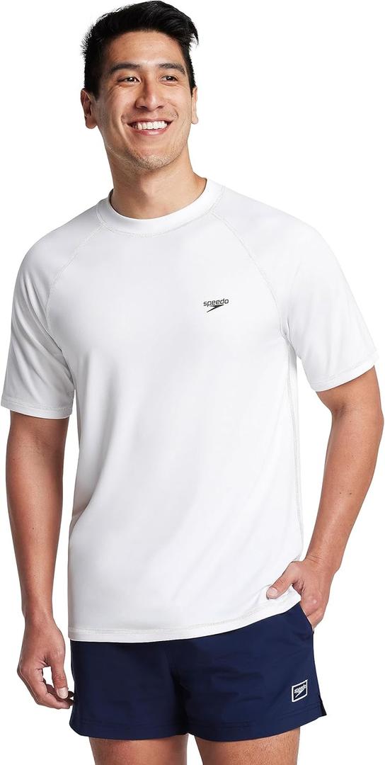 Speedo Men's UV Swim Shirt Short Sleeve Loose Fit Easy Tee (X-Large)