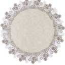 Natural Neutral Earth Tones Beige Floral Lace Round 23 placemats Doily Table Topper Dresser Scarf Place Mats (Set of 1, 23 Round)