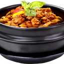 Korean Stone Bowl with Tray, Premium Ceramic Hot Pot for Bibimbap Soup, 27oz Small