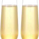 N9R 24PCS Plastic Champagne Flutes, 9 Oz Stemless Disposable Gold Rim Toasting Glasses, Crystal Clear Cocktail Cups Drinkware Shatterproof Ideal for Party Wedding Birthday