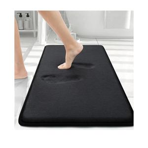 Smiry Memory Foam Bath Mat 35x25, Extra Soft and Absorbent Bathroom Mats, Non Slip Washable Carpet for Floor, Shower and Tub, Black