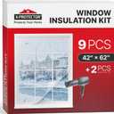 X-Protector Window Insulation for Winter - 9 Pack 42in x 62in - Clear Window Insulation Kit - Perfect Sealer from Cold - Plastic Thermal Cover to Keep The Home Warm!