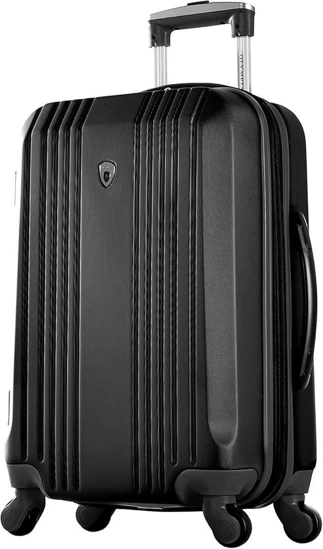 Olympia U.S.A.Apache 21-inch Expandable Hardside Carry-On Luggage Spinner Suitcase with Hidden Compartment, Black/Black