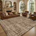 8x10 Ft Large Area Rugs for Living Room, Soft Non-Slip Machine Washable Rug, Vintage Stain Resistant Carpets for Bedroom Nursery Dining Room Home Decor (Brown)