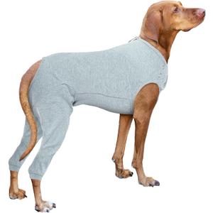 Nanaki Dog Wound Care Shirt, Dog Leg Sleeve To Stop Licking Rear Leg And Abdomen, Doggy Surgery Suit Female Spay,Doggy Onesie For Surgery Female Male, Pet Surgical Recovery Suit Pet Wound Heal Clothes (2XL(Back:22.4", Weight:37-72Ib), Gray)