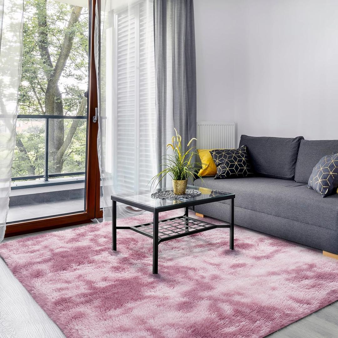 Area Rugs for Bedroom Living Room, 3x5 ft Solid Fluffy Shaggy Rug, Small Washable Non-Slip Soft Throw Carpet for Kids Nursery and Home Decor, Charcoal Grey