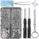 PTSLKHN Eyeglass Repair Kit with Screws, 15 Types Screws for Eyeglasses - Frame Screws, Hinge Screws, Nose Pads Screws - Essential Eye Glasses Repairing Kit Tool