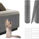 2Pack Total 78.7"x15.8" Cat Scratch Mat for Cat Couch Furniture and Wall Protector | Trimmable Self-Adhesive Carpet Climb Cat Scratcher for Covering Cat Tower and Replacement Pads (Light Grey)