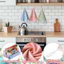 Preboun 6 Pcs Easter Kitchen Towels Cute Bunny Eggs Dish Hand Towels Macaron Happy Easter Themed Dish Cloth House Decorative Farmhouse Tea Cloth Absorbent for Home Kitchen Bathroom Decor (Colorful)