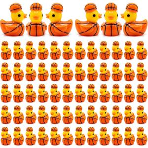 Skylety 80 Pcs Mini Resin Basketball Ducks Bulk for Adult Sport Party Favors for Team Events Decorations Tiny Duck Figurines Models for Group Team Friends(Basketball)