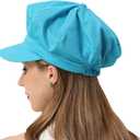 Womens Newsboy Cap Summer Beret Cap- 100% Cotton 8 Panels Vintage Cabbie Hat- Octagonal Visor Cap for Women Girls Ladies Gift (Blue)