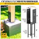 AECXM 4"x4" (Actually 3.5"x3.5") Heavy Duty U-Shaped Fence Post Holder Bracket, Wet Concrete Post Bracket, for Deck railings, Fences, mailboxes, gazebos Wet Concrete Foundation Support (Black-1Pack)