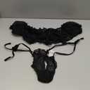 Lilosy Sexy Stretch Ruffle Tie Sheer Mesh Lingerie Set Outfits (Medium, Chiffon Black)