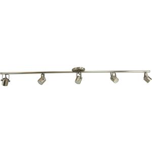 LED 5FT 5 Light Track Lighting Kit Brushed Steel 3K GU10 LED Bulbs Included D368-55-LED-BS