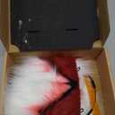 QinRuan Fox Cat Long Fur Ears Hair Headwear Wolf Animal Anime Halloween Cosplay Costume (4-wine)