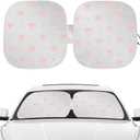Pink Bow Car Windshield Sun Shade, Foldable UV Protection Window Sunshade with Silver Edging & Storage Pouch, Auto Interior Accessories for Sedan, SUV & Hatchback