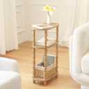 MaxSmeo Narrow Side Table, Small End Table with 3-Tier Open Shelf, Slim Bedside Table Nightstand for Small Spaces, Bedroom, Living Room (Rustic Walnut)
