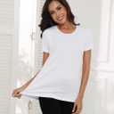 Smile Fish Women Crewneck Loose Fit Tunic Tops Short Sleeve Dressy Casual Summer Long Tee Shirts, M, White