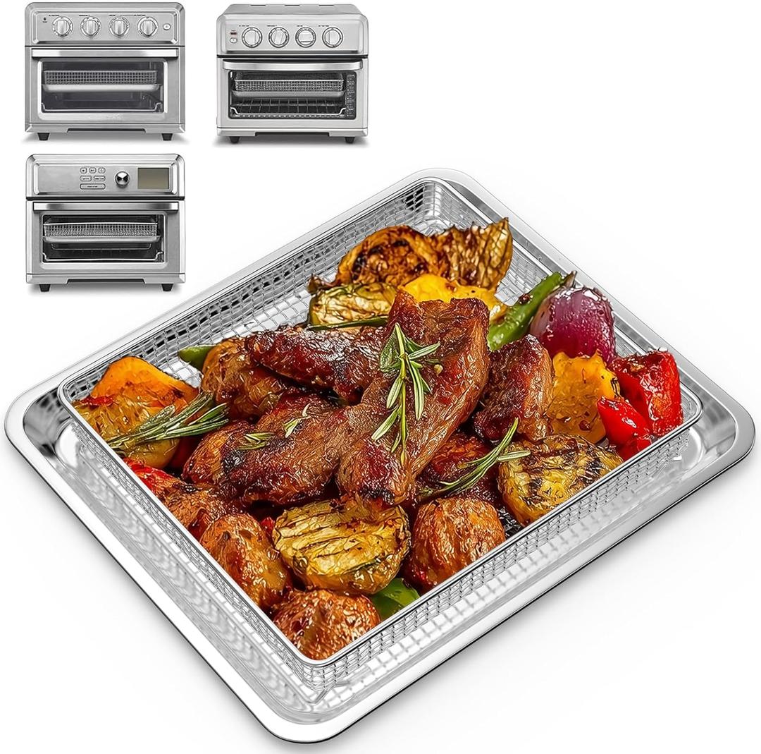 Air Fryer Tray Replacement for Cuisinart TOA-60/TOA-65/TOA-70 Oven, Stainless Steel Air Fryer Basket and Tray for Ninja Combi Cooker SFP701 Air Fryer Basket for Oven Air Fryer Pan Accessories for Oven (11.5*10*2)