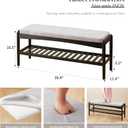 Shoe Bench Entryway Bamboo 2-Tier Shoe Rack with Cushion Padded Seat Shoe Bench Organizer Stable for Entry, Hallway, Living Room, Bedroom, Closet (39.4 * 11.4 * 16.5IN, Black-Gray)
