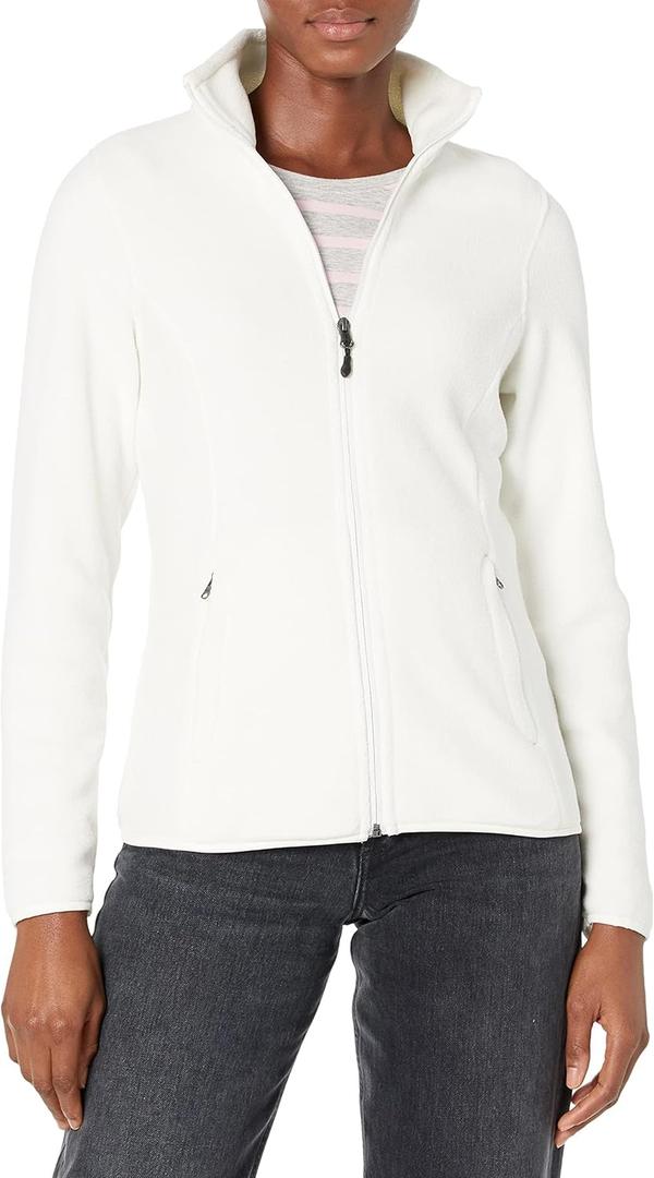 Amazon Essentials Women's Classic-Fit Full-Zip Polar Soft Fleece Jacket (Medium, Ivory)