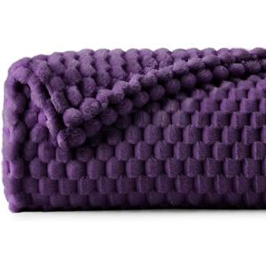 BEDELITE Fleece Throw Blanket for Couch & Bed - 3D Jacquard Decorative Purple Blanket, Super Soft and Cozy Warm Fuzzy Blanket All Seasons Suitable, 50x60Inches (Throw(50"x60"))