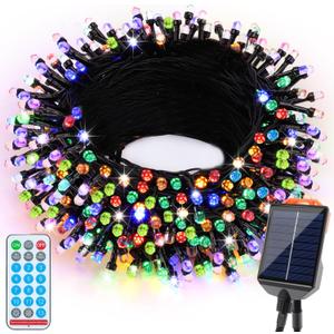 Wabarle Solar Christmas Lights Outdoor Waterproof,13 Modes 118Ft 300LED Solar Powered String Lights for Tree Outside Garden Patio Fence Christmas Decorations (Multicolored)