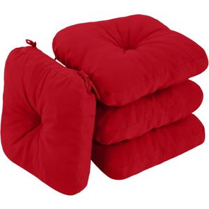 Outdoor Chair Cushions, Outdoor Seat Cushions for Patio Furniture Waterproof with Ties, Replacement Tufted Patio Chair Pads, 19x19x5 inches Set of 4, Red