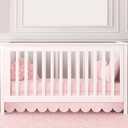Pink Scalloped Crib Skirt 28"x 52" with 14" Drop Pleated Dust Ruffle with Split Corners for Baby Boys Girls Soft 4-Sided Crib Bed Skirt Nursery Standard Toddler Bedding